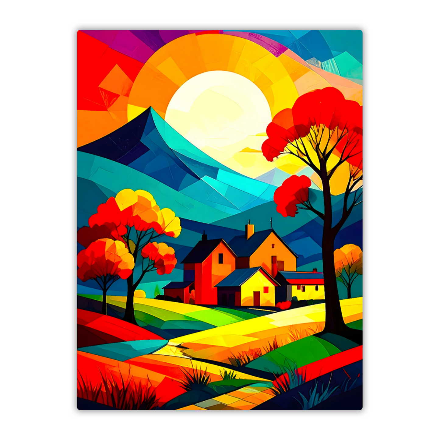 Cubist Landscape CL3, Printed On Gloss Aluminium To Enhance Colour And Details, Unique Images, A Gift To Last A Lifetime...