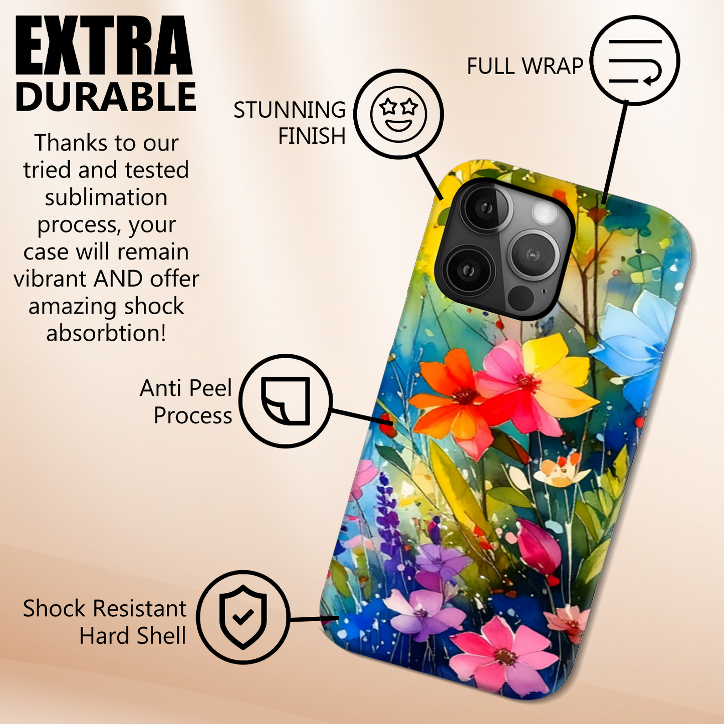 Wildflower Print 4, Magsafe Tough iPhone Case, Full Wrap Technology, Crafted From Premium Polycarbonate, Vivid Colours, Unique Image...