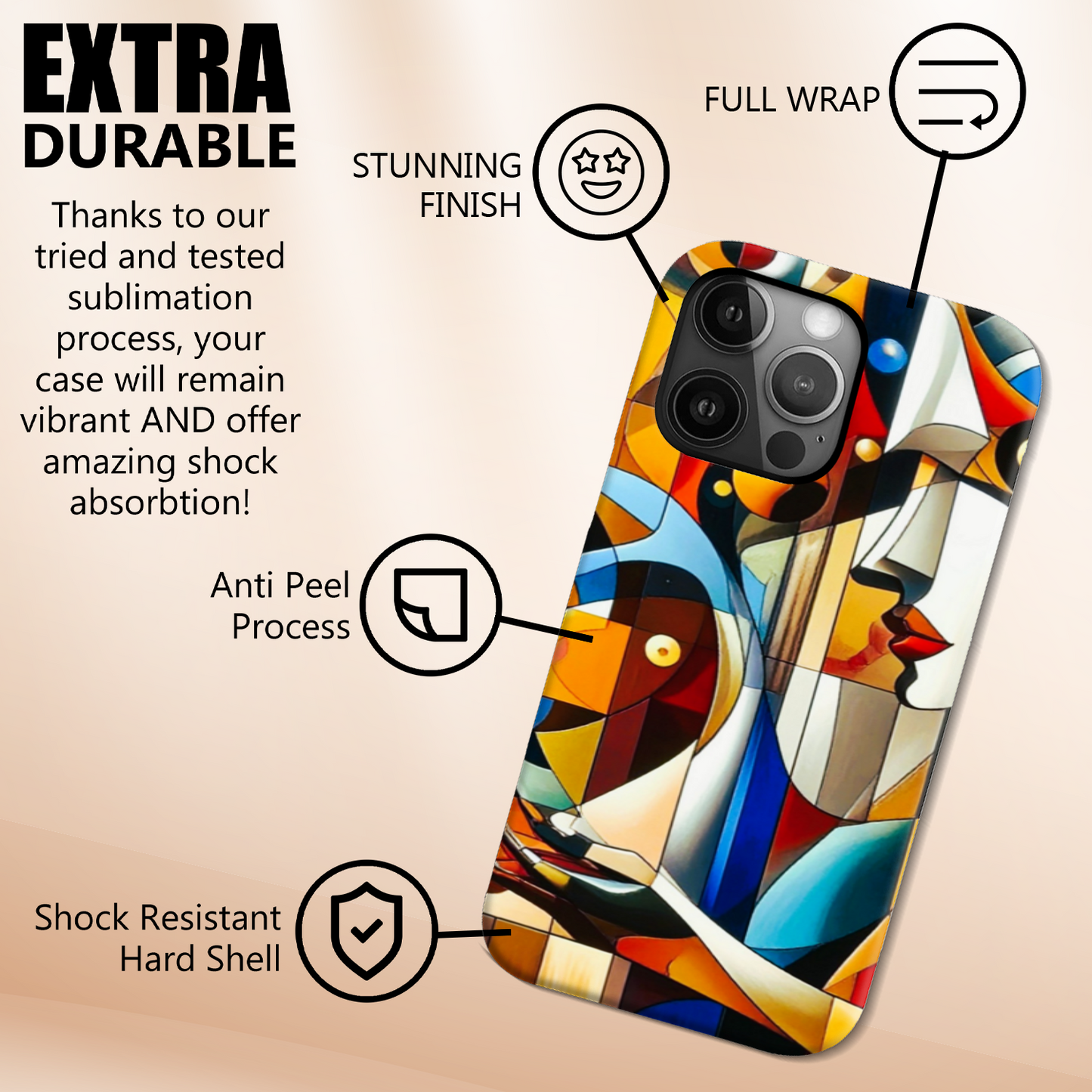 Picasso Style 2, Magsafe Tough iPhone Case, Full Wrap Technology, Crafted From Premium Polycarbonate, Vivid Colours, Unique Image...