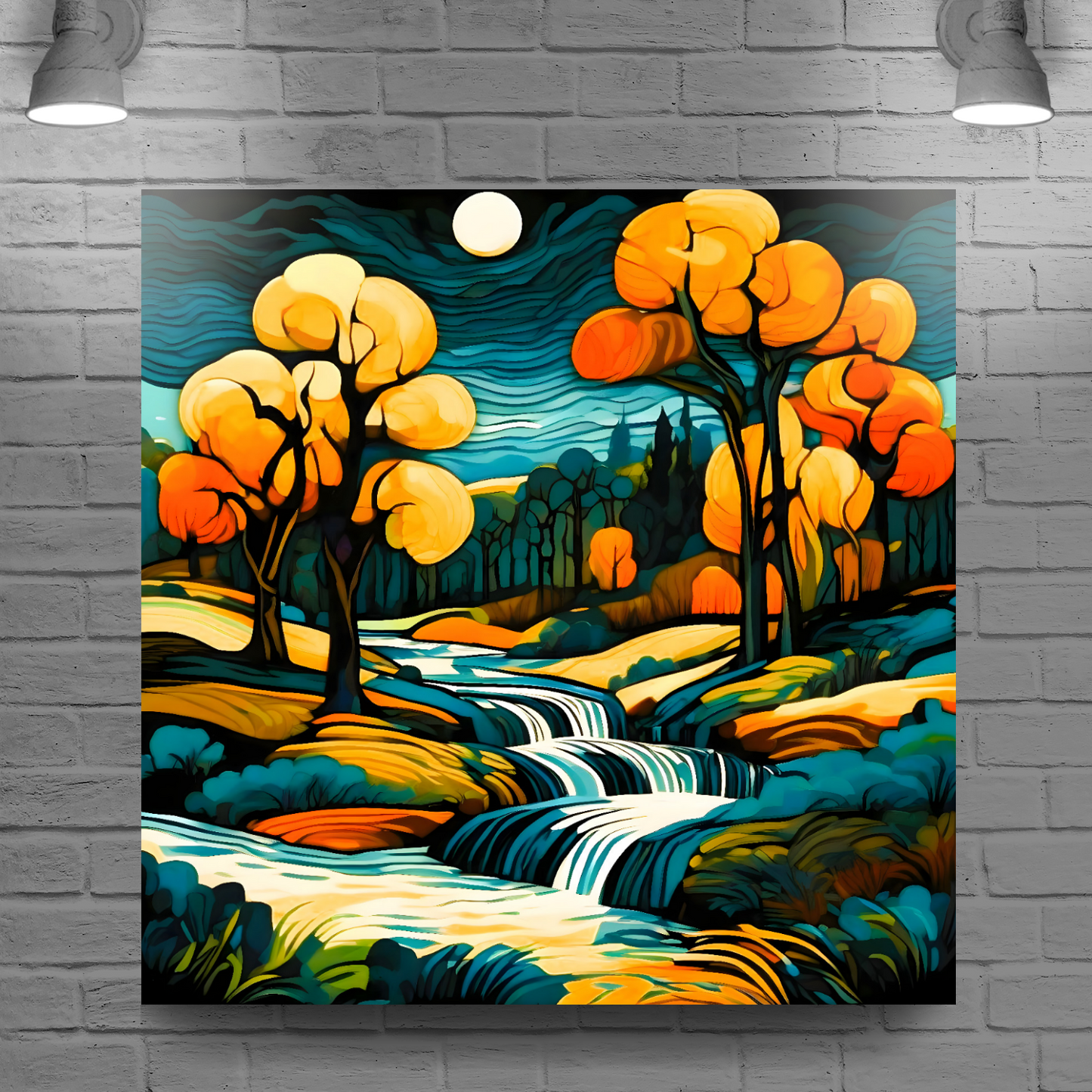 Downstream Forest 1, Printed On High Quality Canvas, Unique Wall Art, Vivid Colour, Art A Gift For A Lifetime...