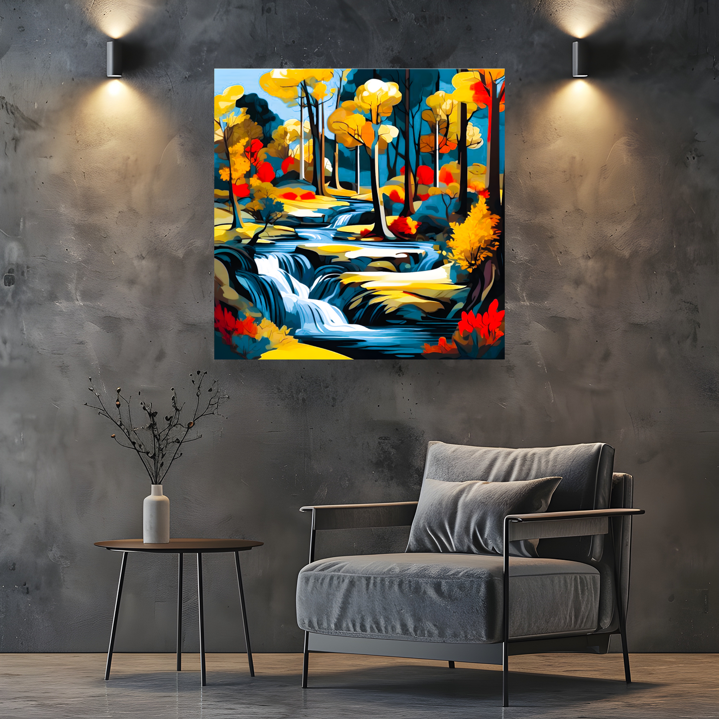Downstream Forest 2, Printed On High Quality Canvas, Unique Wall Art, Vivid Colour, Art A Gift For A Lifetime...