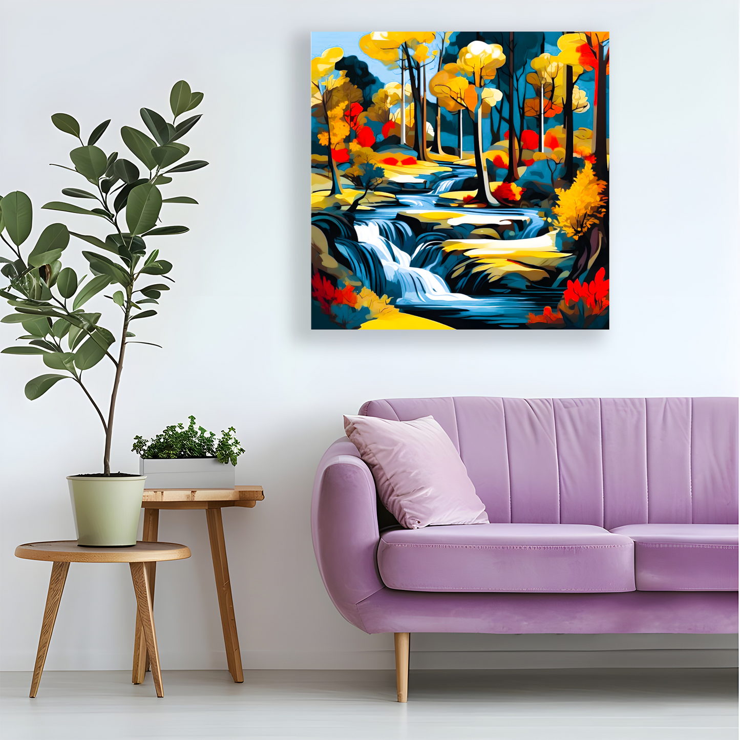 Downstream Forest 2, Printed On High Quality Canvas, Unique Wall Art, Vivid Colour, Art A Gift For A Lifetime...