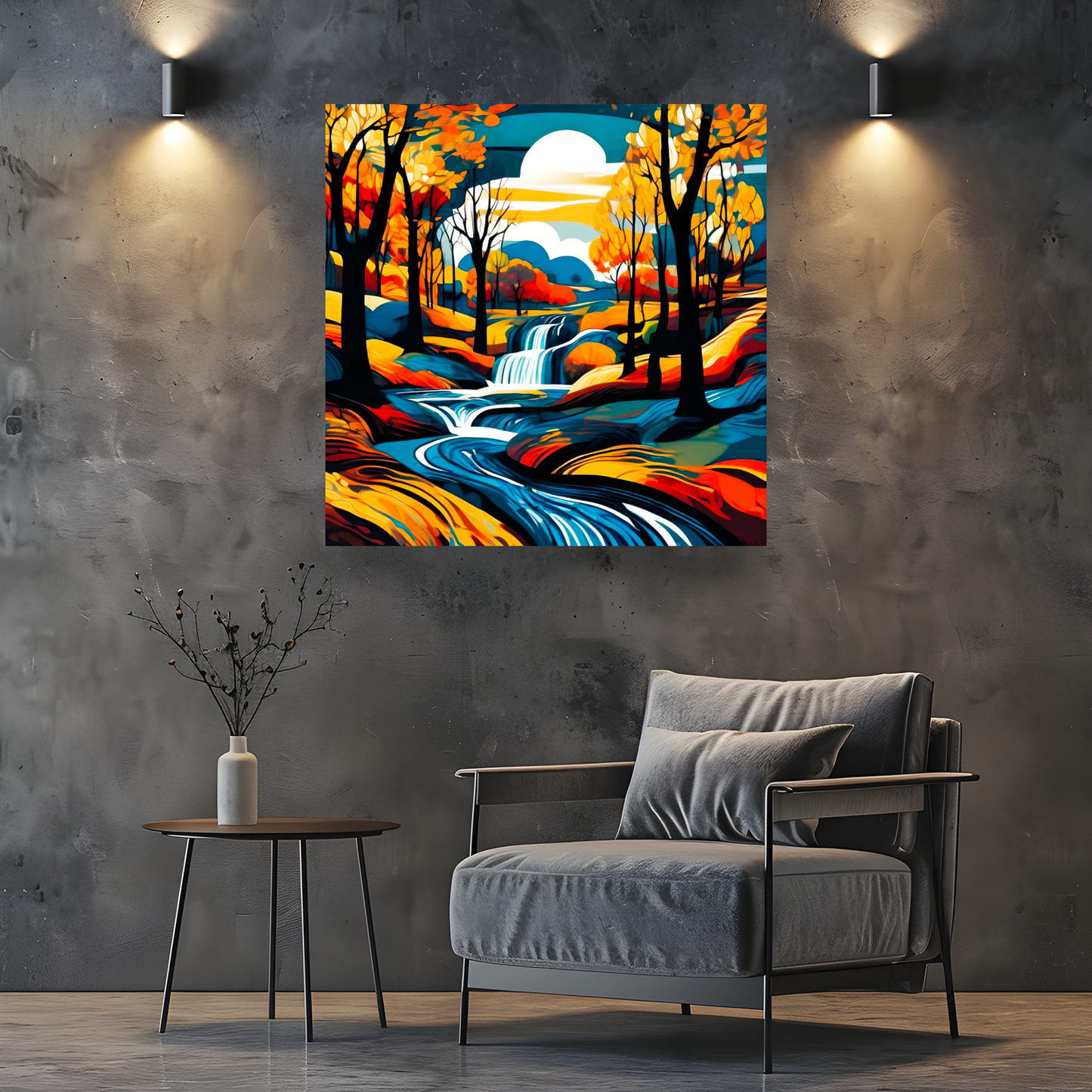 Downstream Forest 3, Printed On High Quality Canvas, Unique Wall Art, Vivid Colour, Art A Gift For A Lifetime...