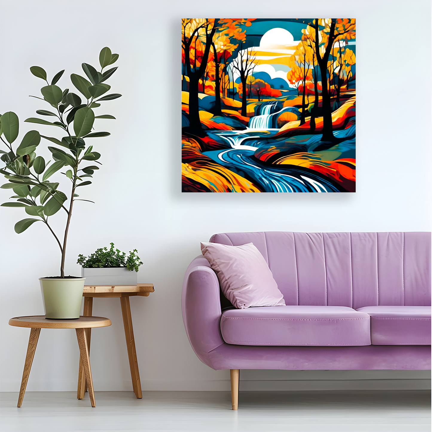 Downstream Forest 3, Printed On High Quality Canvas, Unique Wall Art, Vivid Colour, Art A Gift For A Lifetime...