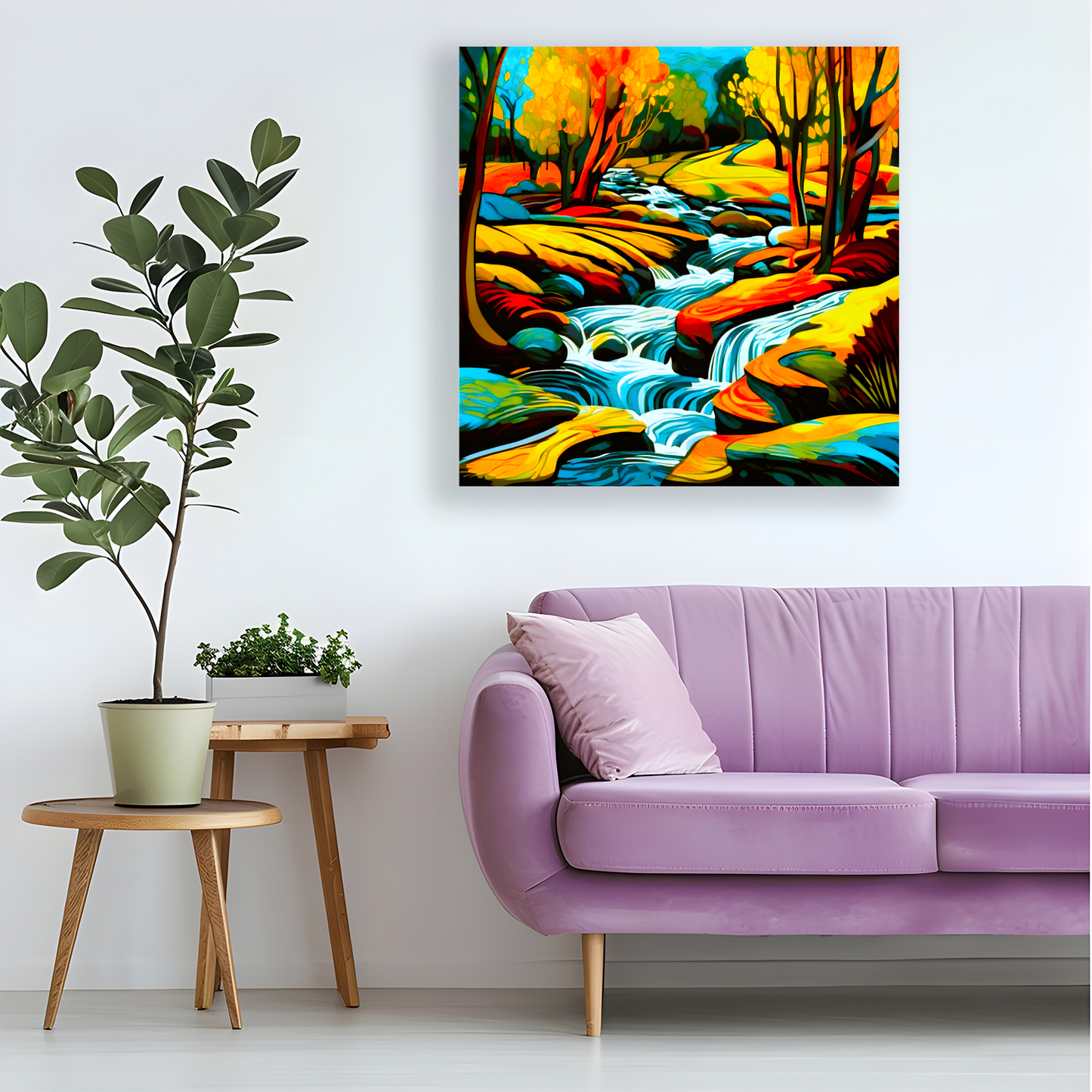 Downstream Forest 4, Printed On High Quality Canvas, Unique Wall Art, Vivid Colour, Art A Gift For A Lifetime...
