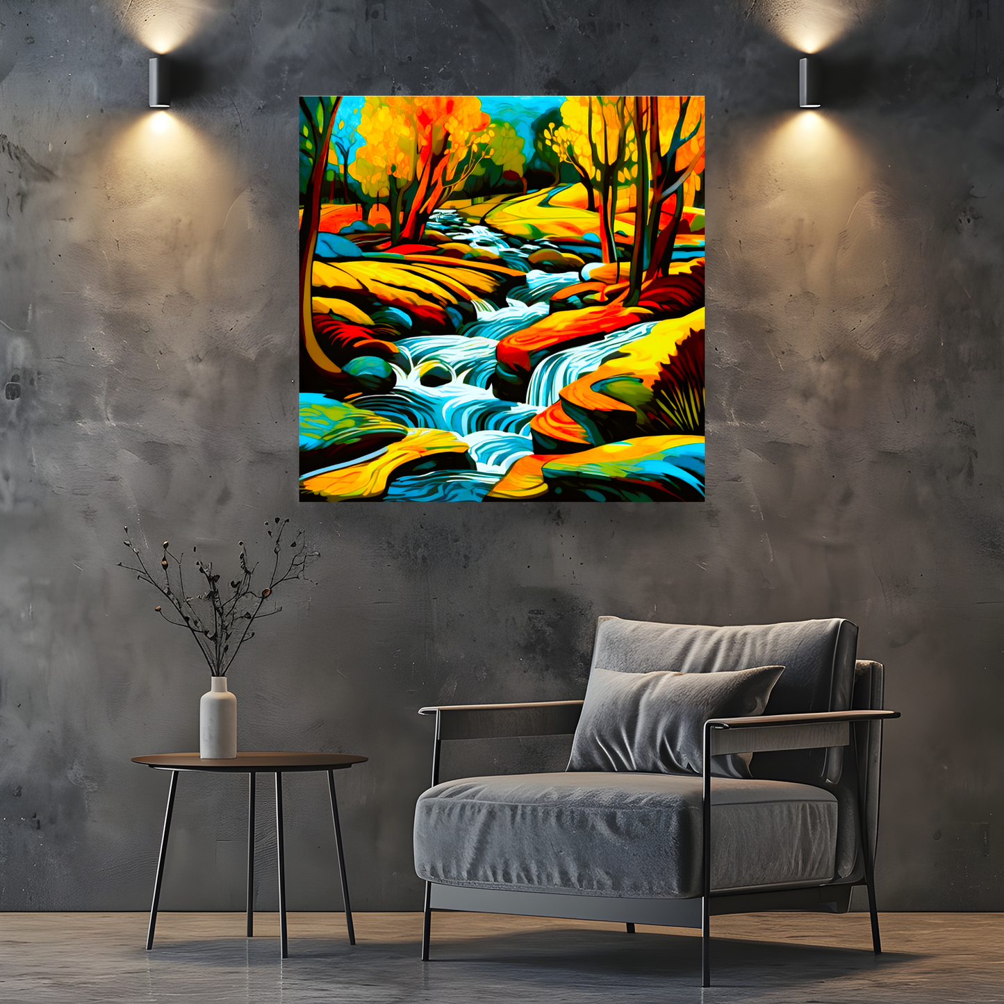 Downstream Forest 4, Printed On High Quality Canvas, Unique Wall Art, Vivid Colour, Art A Gift For A Lifetime...