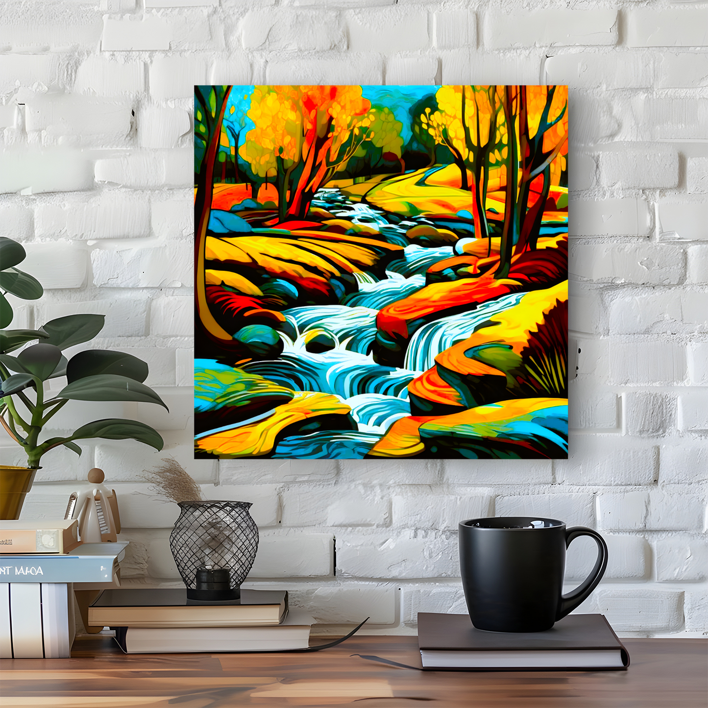 Downstream Forest 4, Printed On High Quality Canvas, Unique Wall Art, Vivid Colour, Art A Gift For A Lifetime...