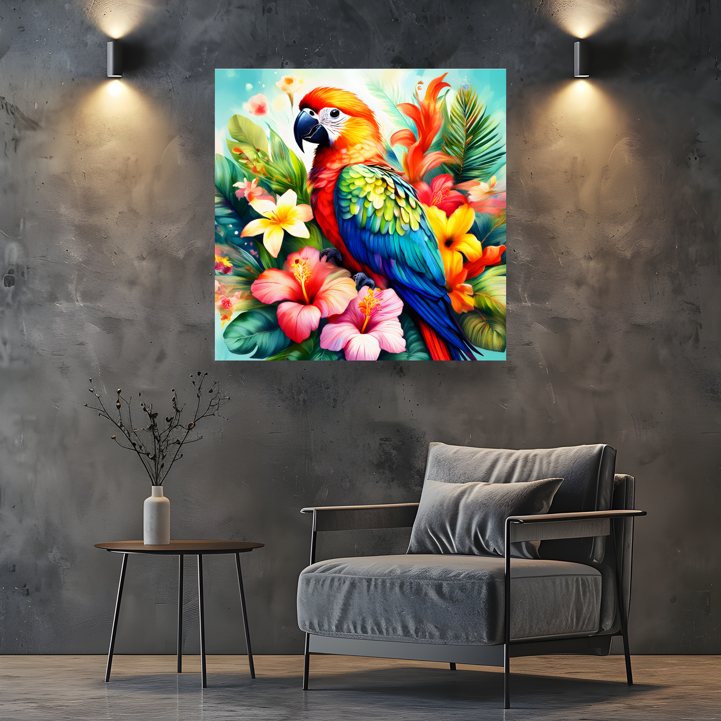 Parrot Print 1, Printed On Canvas, Vivid Colours, Art Prints, Box Canvas, Unique Images, A Gift To Last A Lifetime...