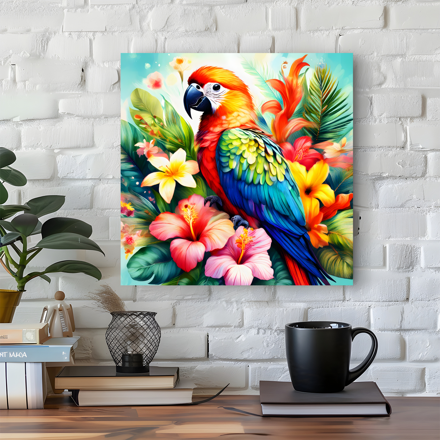 Parrot Print 1, Printed On Canvas, Vivid Colours, Art Prints, Box Canvas, Unique Images, A Gift To Last A Lifetime...
