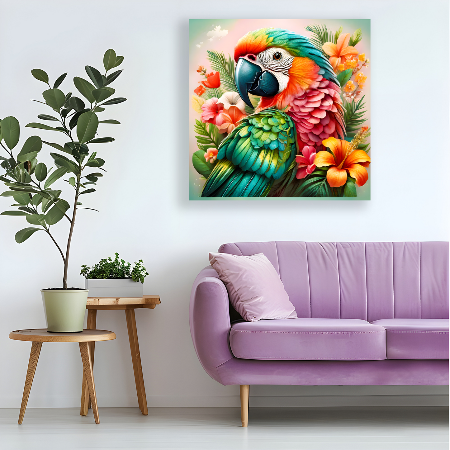 Parrot Print 2, Printed On Canvas, Vivid Colours, Art Prints, Box Canvas, Unique Images, A Gift To Last A Lifetime...