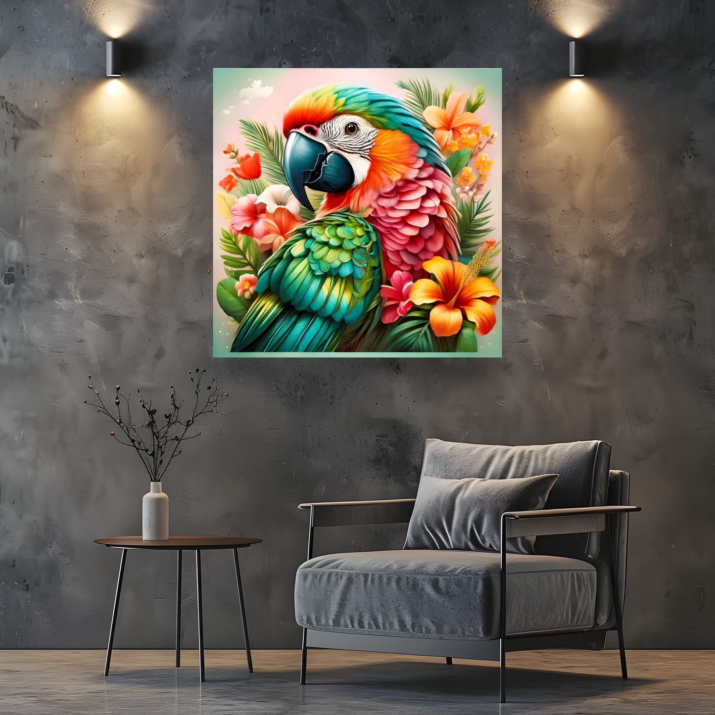 Parrot Print 2, Printed On Canvas, Vivid Colours, Art Prints, Box Canvas, Unique Images, A Gift To Last A Lifetime...