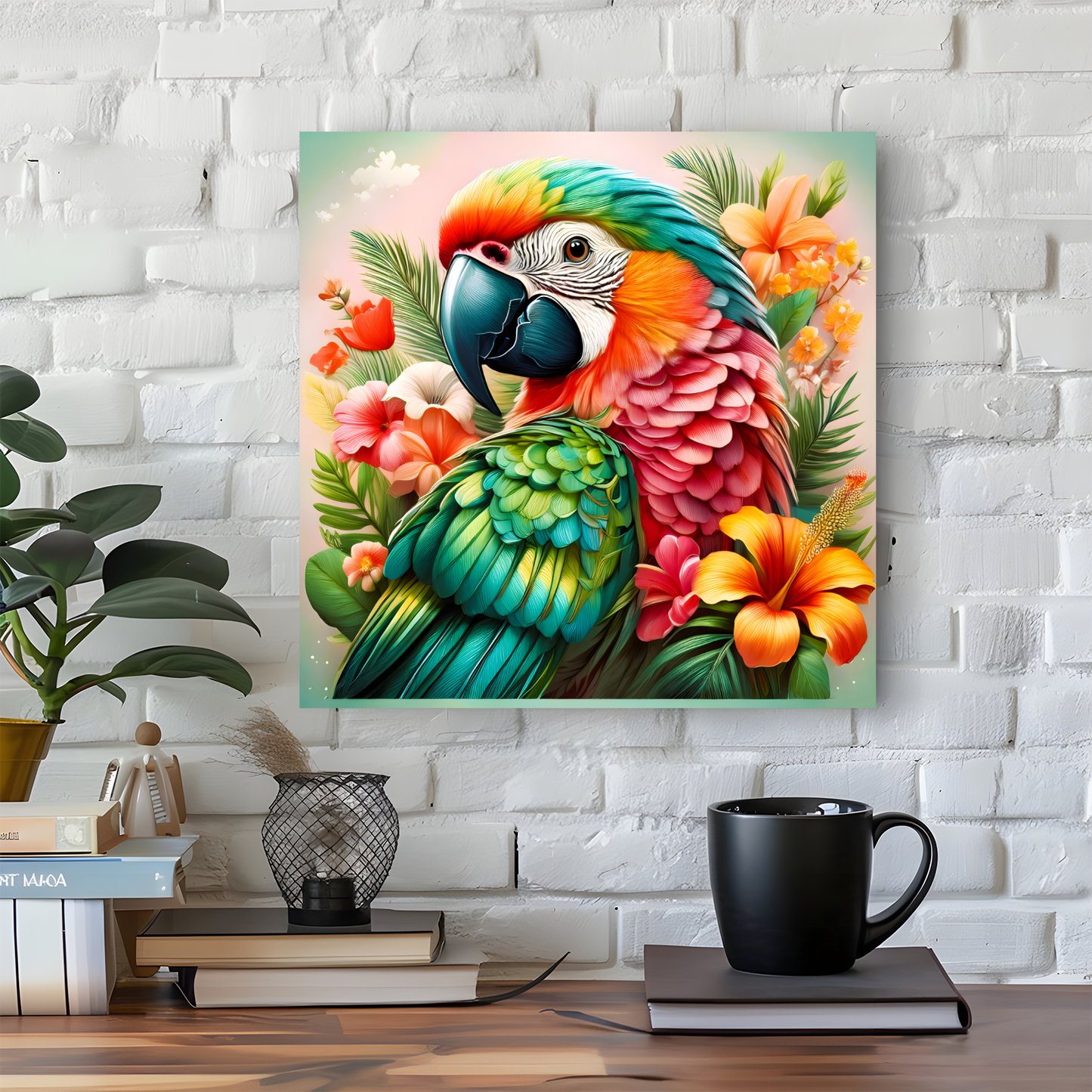 Parrot Print 2, Printed On Canvas, Vivid Colours, Art Prints, Box Canvas, Unique Images, A Gift To Last A Lifetime...