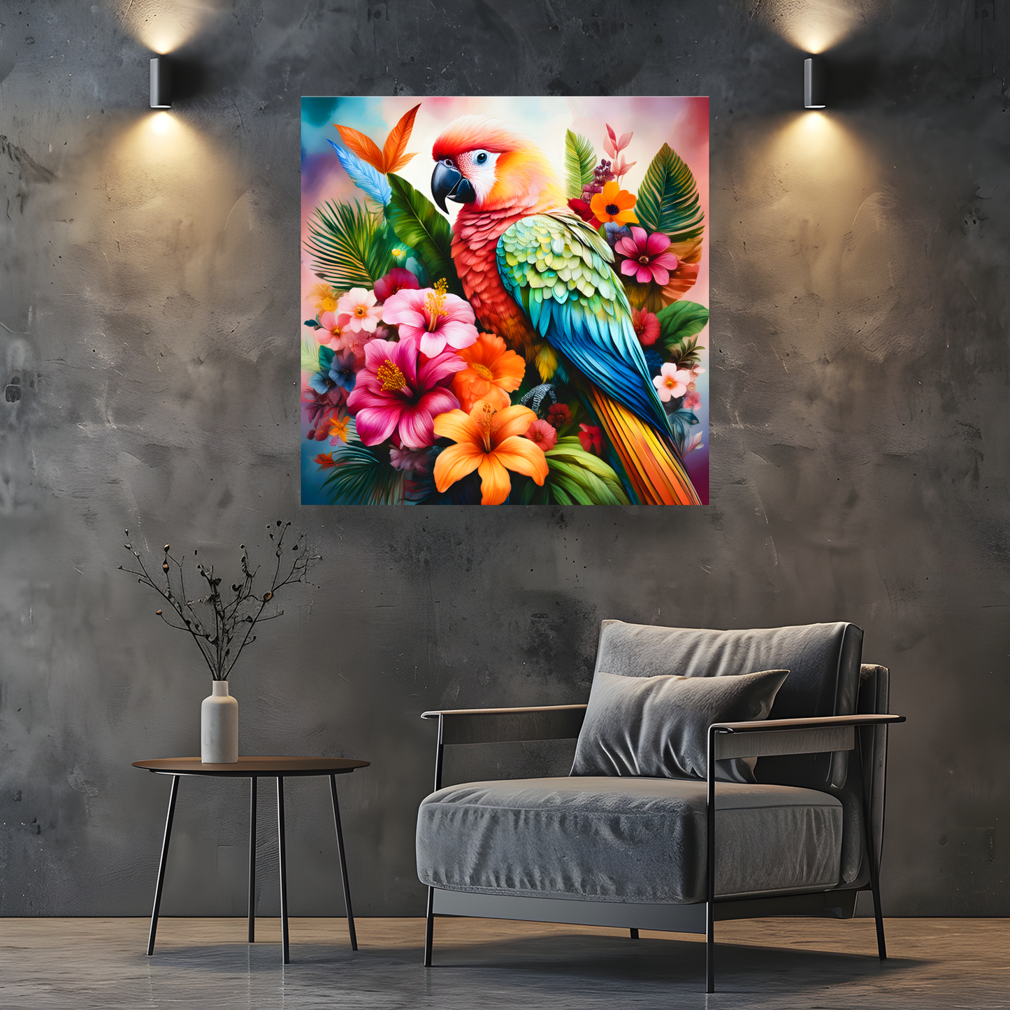 Parrot Print 4, Printed On Canvas, Vivid Colours, Art Prints, Box Canvas, Unique Images, A Gift To Last A Lifetime...