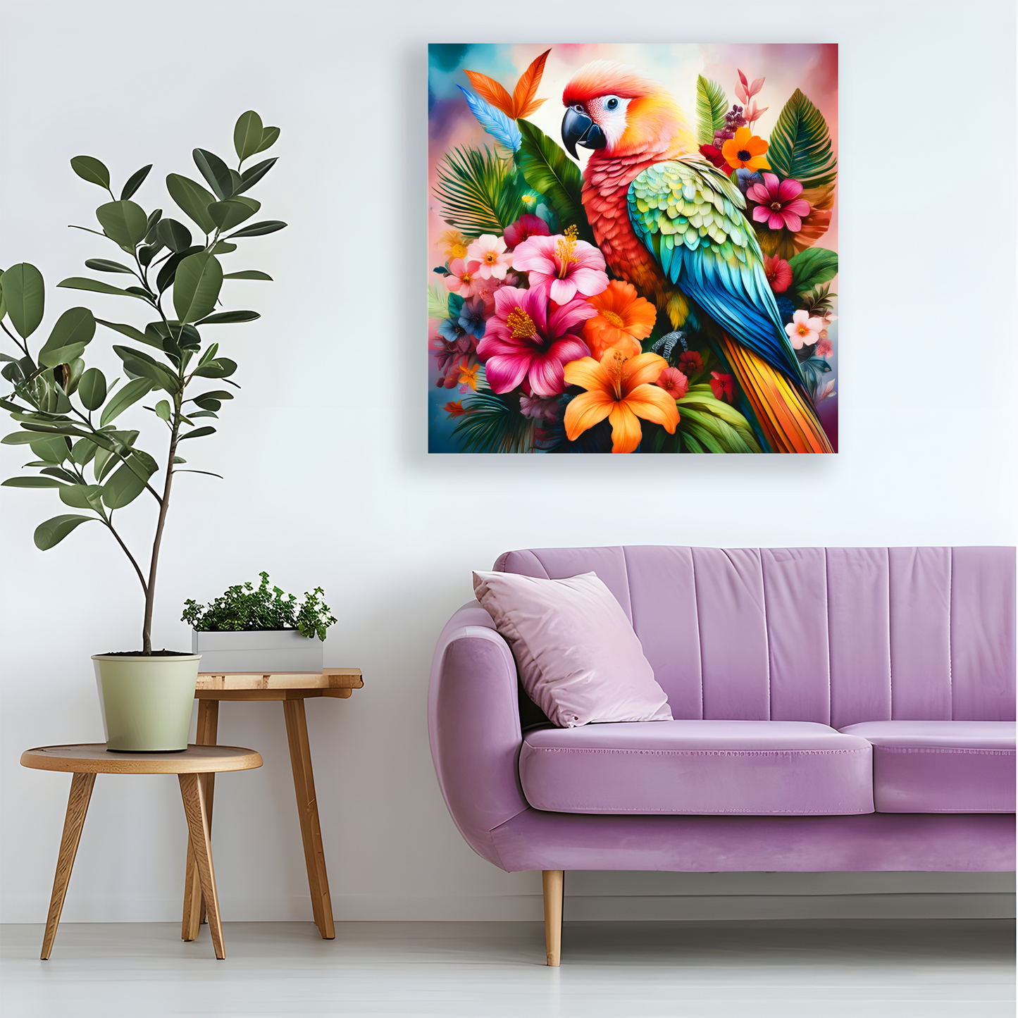 Parrot Print 4, Printed On Canvas, Vivid Colours, Art Prints, Box Canvas, Unique Images, A Gift To Last A Lifetime...
