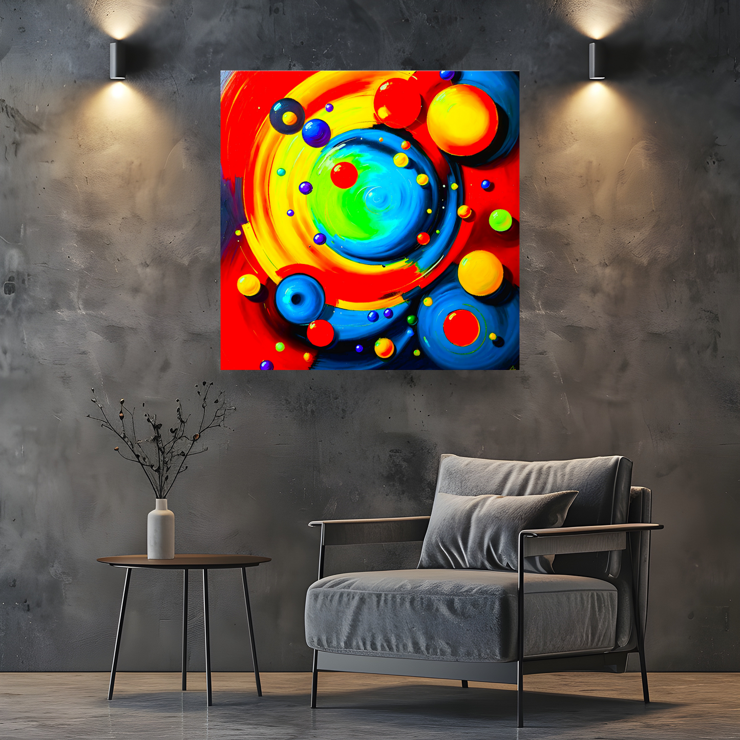 Abstract Circles 4, Printed On Canvas, Vivid Colours, Art Prints, Box Canvas, Unique Images, A Gift To Last A Lifetime...