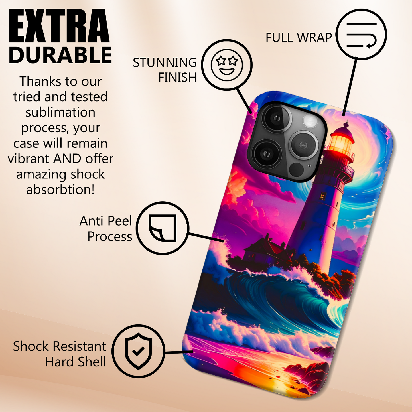 Fantsy Lighthouse 4, Tough Phone Case, Full Wrap Technology, Premium Polycarbonate, Unique Image...