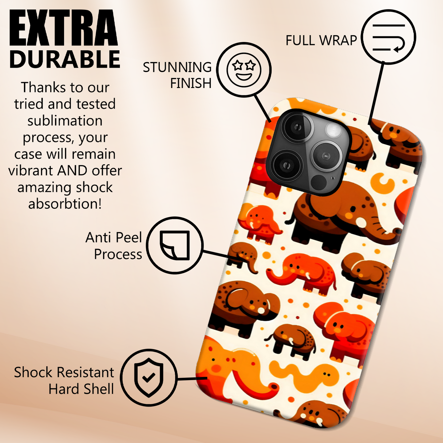 Elephant PH1, Tough Phone Case, Full Wrap Technology, Crafted From Premium Polycarbonate, Great Gift Idea......