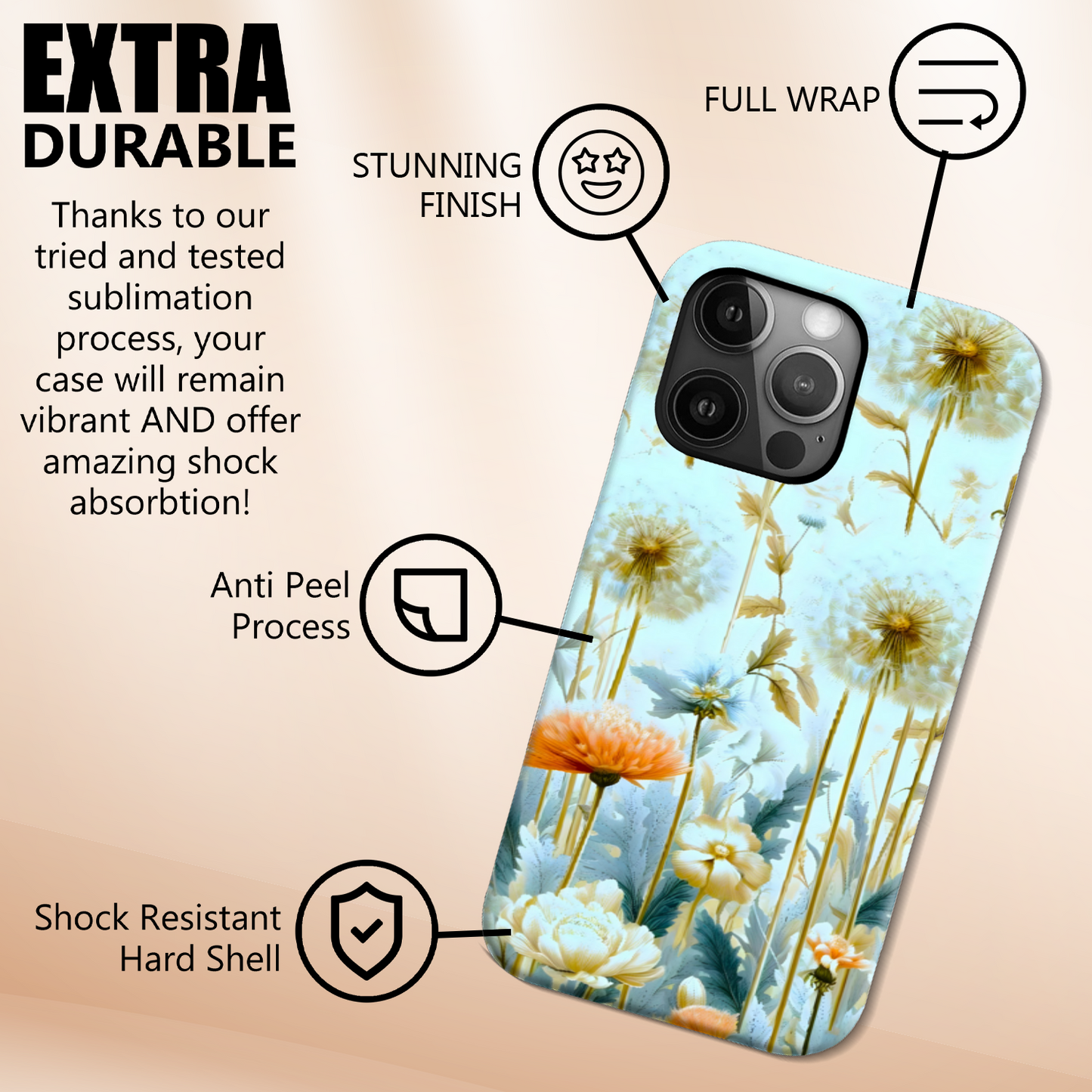 Dandelion 1, Tough Phone Case, Full Wrap Technology, Crafted From Premium Polycarbonate, Great Gift Idea...