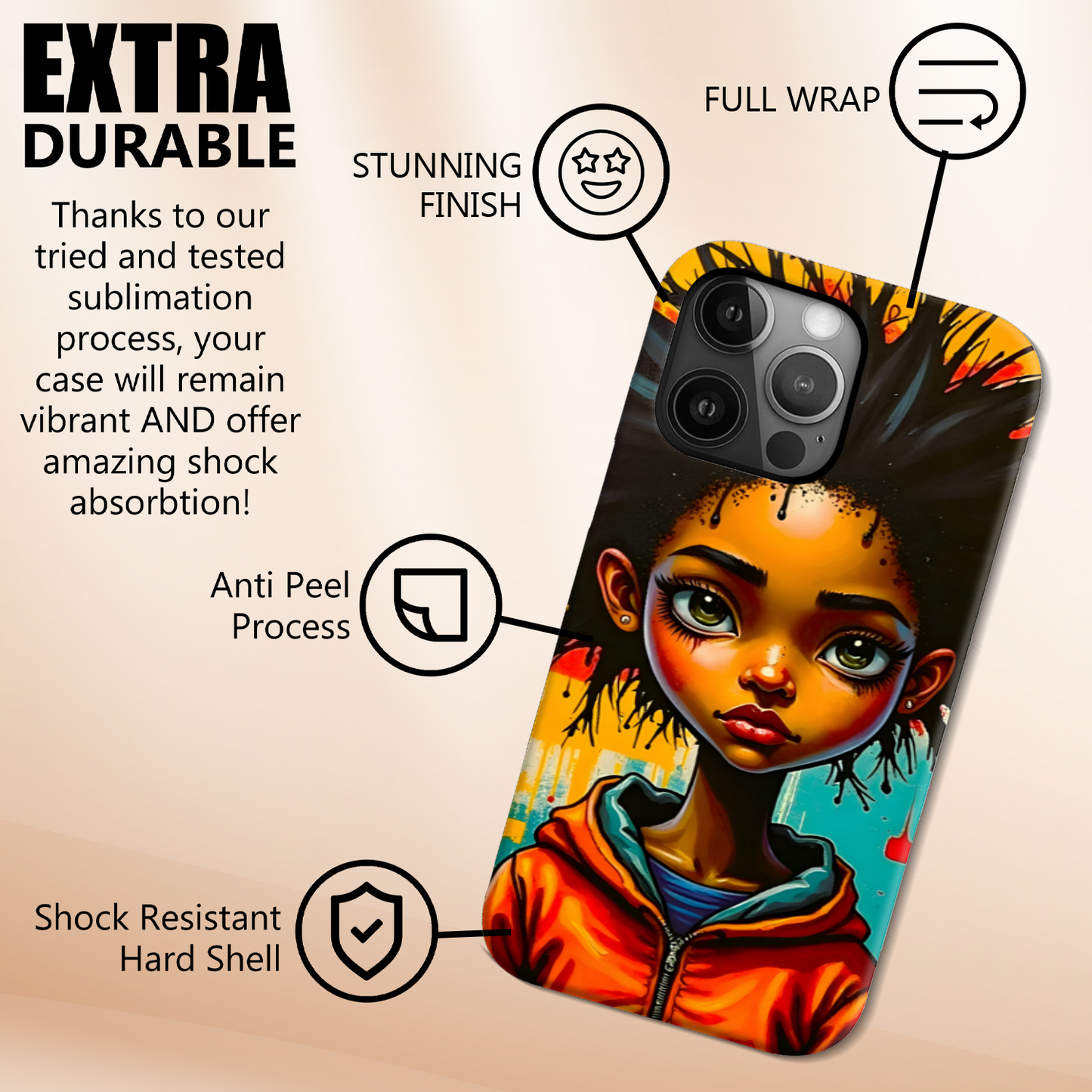 Street Kid 1, Tough Phone Case, Full Wrap Technology, Crafted From Premium Polycarbonate, Great Gift Idea...