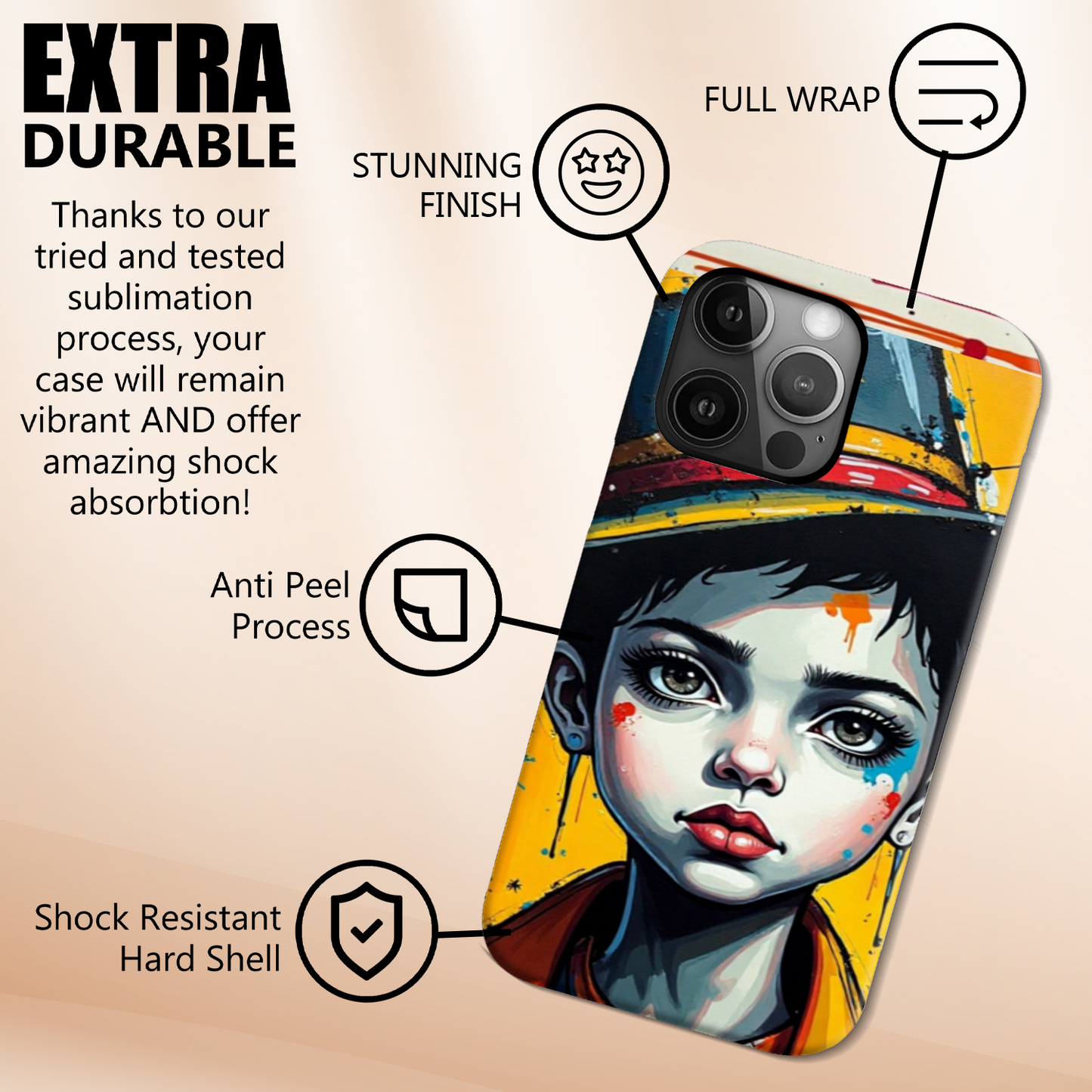 Street Kid 3, Tough Phone Case, Full Wrap Technology, Crafted From Premium Polycarbonate, Great Gift Idea...