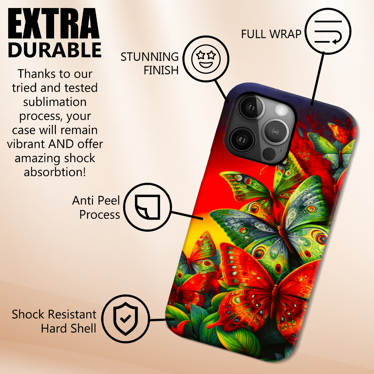 Butterflies B1, Tough Phone Case, Full Wrap Technology, Crafted From Premium Polycarbonate, Great Gift Idea...