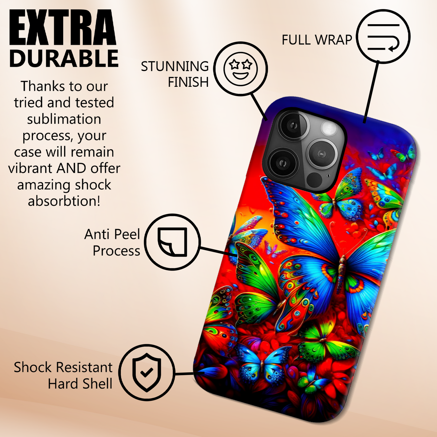 Butterflies B2, Tough Phone Case, Full Wrap Technology, Crafted From Premium Polycarbonate, Great Gift Idea...