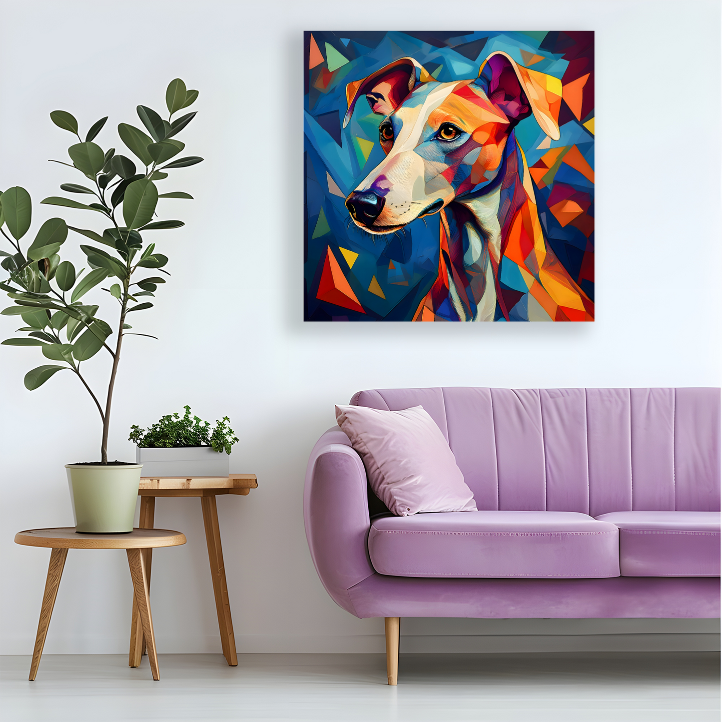 Whippet, Printed On High Quality Canvas, Vivid Colours, Box Canvas, Unique Images, A Gift To Last A Lifetime...