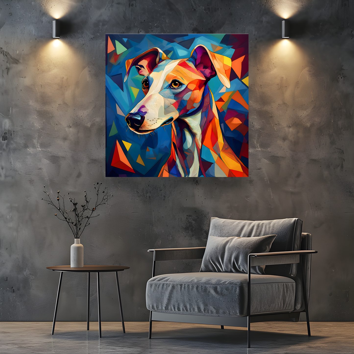 Whippet, Printed On High Quality Canvas, Vivid Colours, Box Canvas, Unique Images, A Gift To Last A Lifetime...