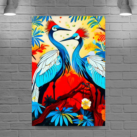 Cranes 1, Printed On High Quality Canvas, Great Gift Idea, Highly Detailed, Unique Print, An Enduring Gift...