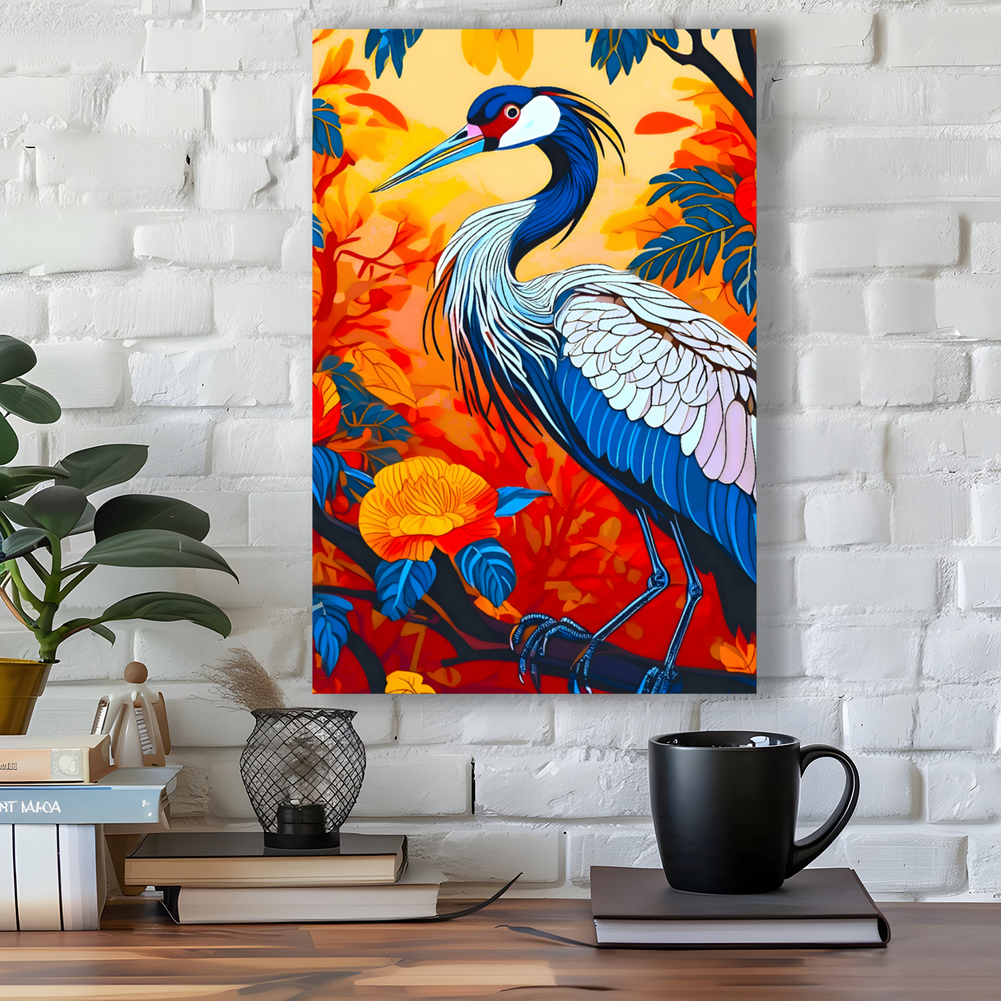 Crane 2, Printed On High Quality Canvas, Great Gift Idea, Highly Detailed, Unique Print, An Enduring Gift...