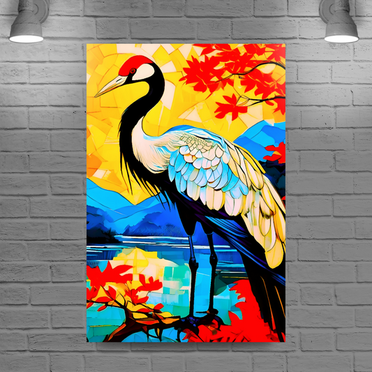 Crane 3, Printed On High Quality Canvas, Great Gift Idea, Vibrant Colours, Unique Print, An Enduring Gift...