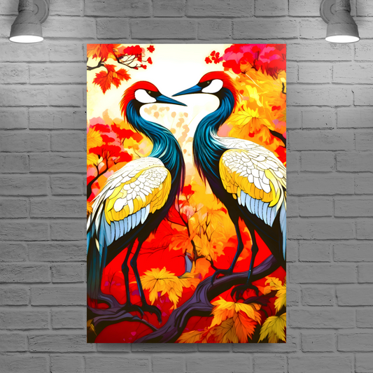 Cranes 4, Printed On High Quality Canvas, Great Gift Idea, Vibrant Colours, Unique Print, An Enduring Gift...