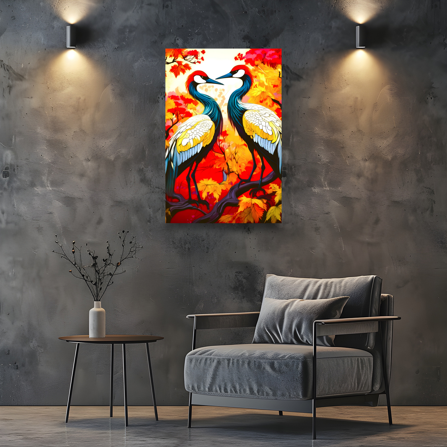 Cranes 4, Printed On High Quality Canvas, Great Gift Idea, Vibrant Colours, Unique Print, An Enduring Gift...