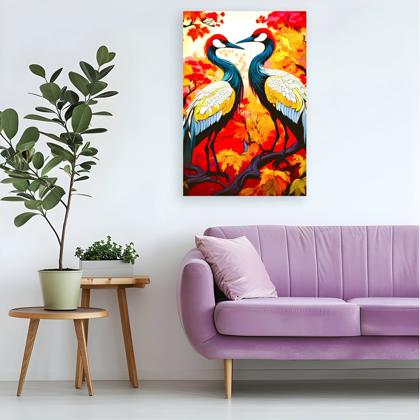 Cranes 4, Printed On High Quality Canvas, Great Gift Idea, Vibrant Colours, Unique Print, An Enduring Gift...
