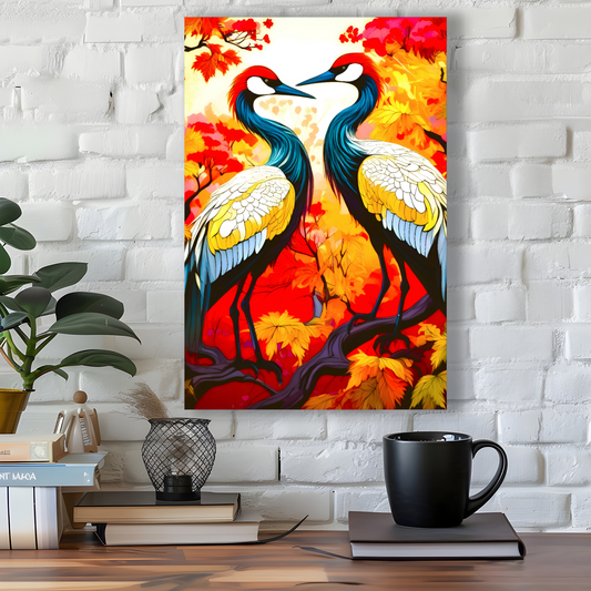 Cranes 4, Printed On High Quality Canvas, Great Gift Idea, Vibrant Colours, Unique Print, An Enduring Gift...