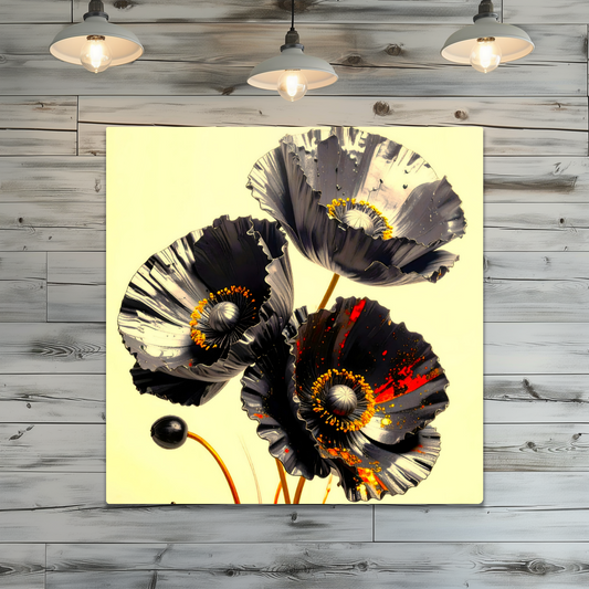 Black Poppy, Printed on gloss aluminium to enhance colour and detail, unique print, an enduring gift...