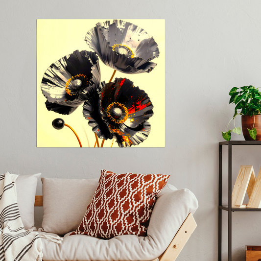 Black Poppy, Printed on gloss aluminium to enhance colour and detail, unique print, an enduring gift...