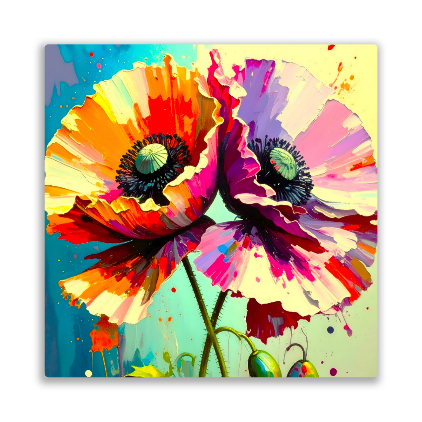 Pink-Red Poppy, Printed on gloss aluminium to enhance colour and detail, unique print, an enduring gift...