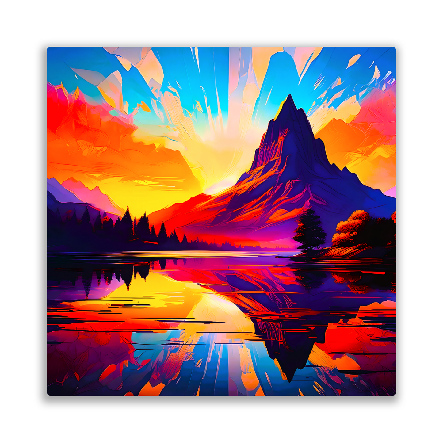Abstract Mountain AM3, Printed on gloss aluminium to enhance colour and detail, unique print, an enduring gift...