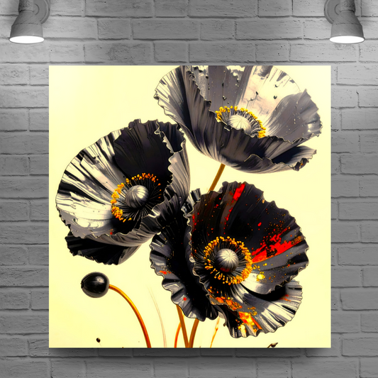 Black Poppy 2, Printed On High Quality Canvas, Vibrant Colours, Highly Detailed, Unique Print, An Enduring Gift...