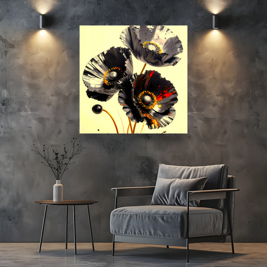 Black Poppy 2, Printed On High Quality Canvas, Vibrant Colours, Highly Detailed, Unique Print, An Enduring Gift...