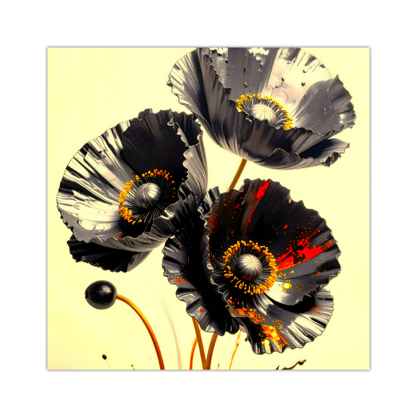Black Poppy 2, Printed On High Quality Canvas, Vibrant Colours, Highly Detailed, Unique Print, An Enduring Gift...
