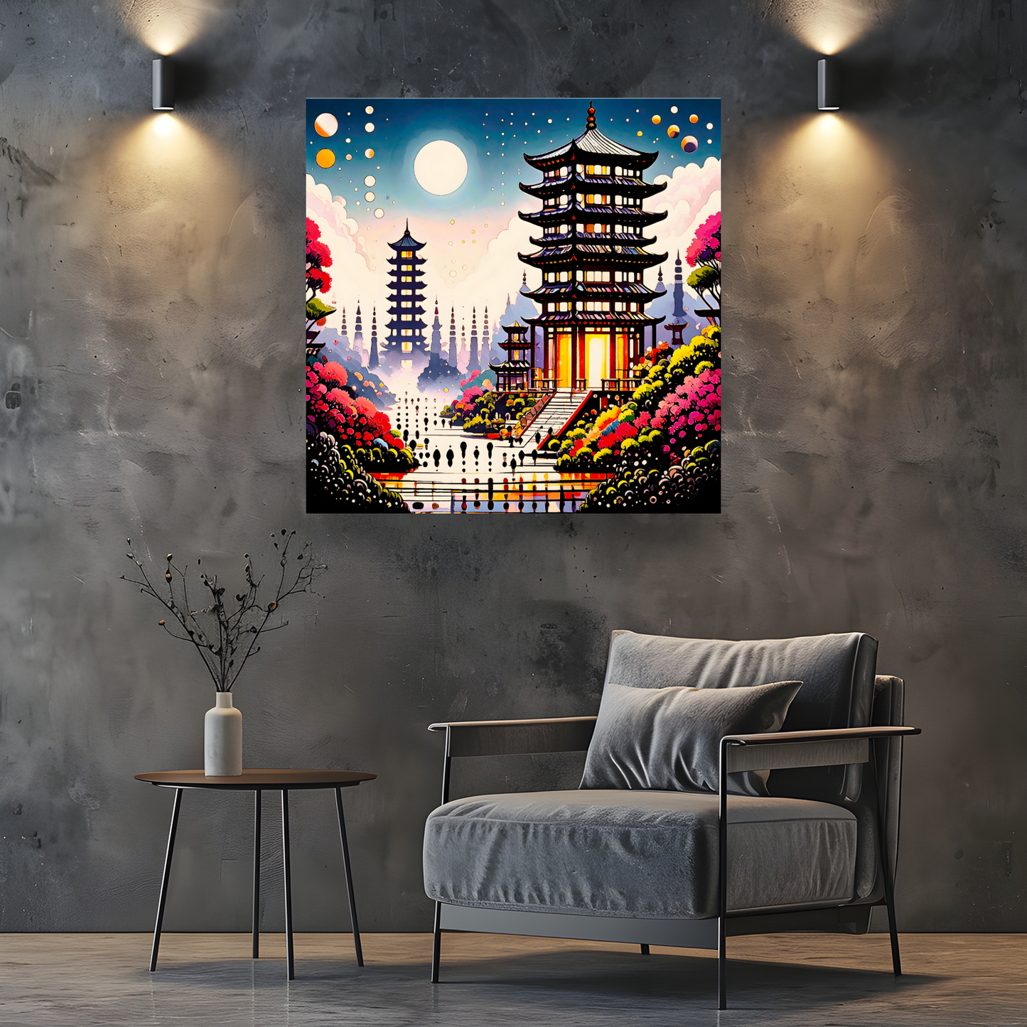 Oriental Abstract 2, Printed On Canvas, Vivid Colours, Box Canvas, Unique Image, A Gift To Last A Lifetime...