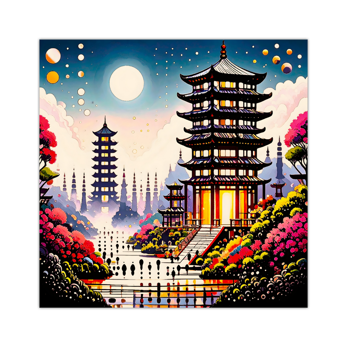 Oriental Abstract 2, Printed On Canvas, Vivid Colours, Box Canvas, Unique Image, A Gift To Last A Lifetime...