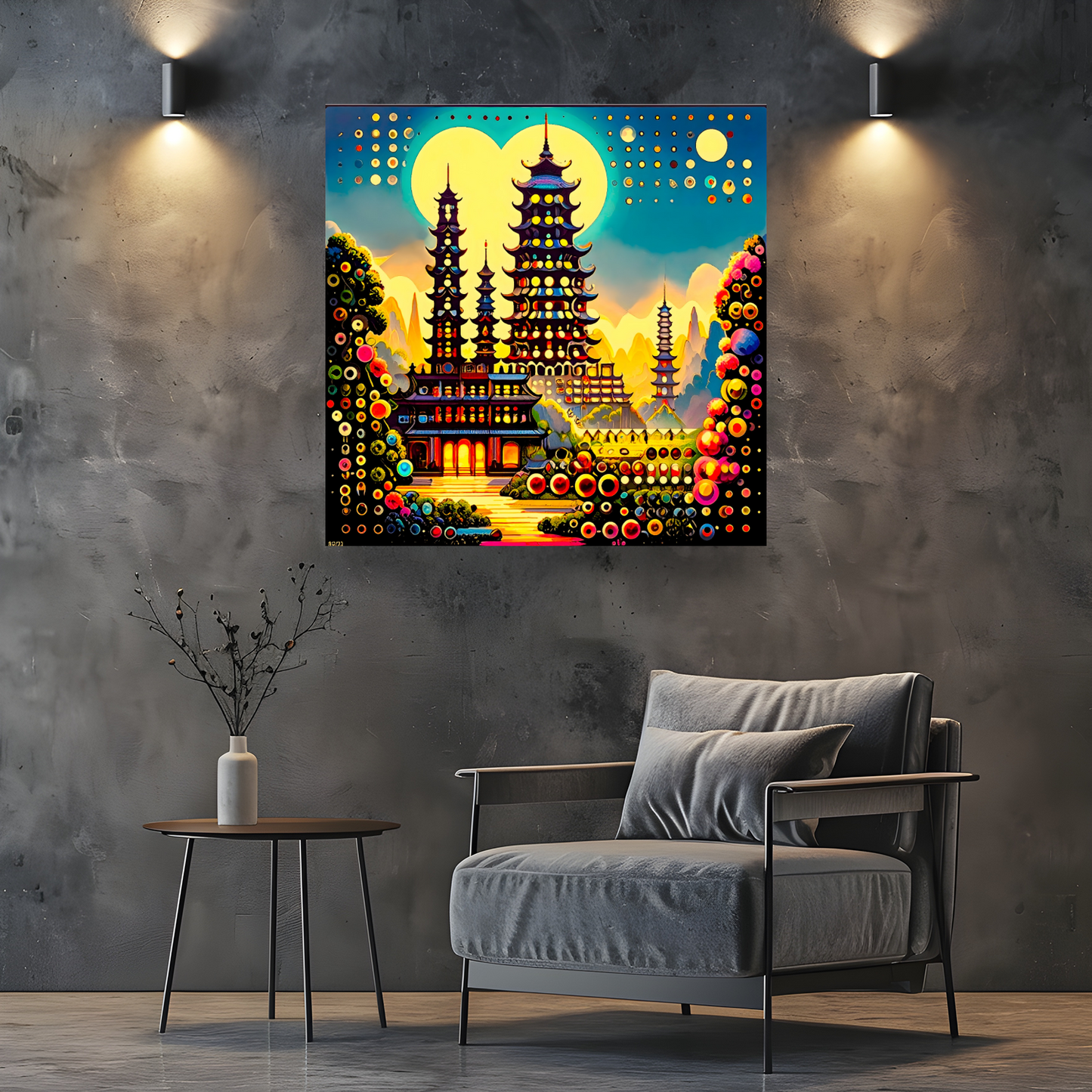 Oriental Abstract 3, Printed On Canvas, Vivid Colours, Box Canvas, Unique Image, A Gift To Last A Lifetime...