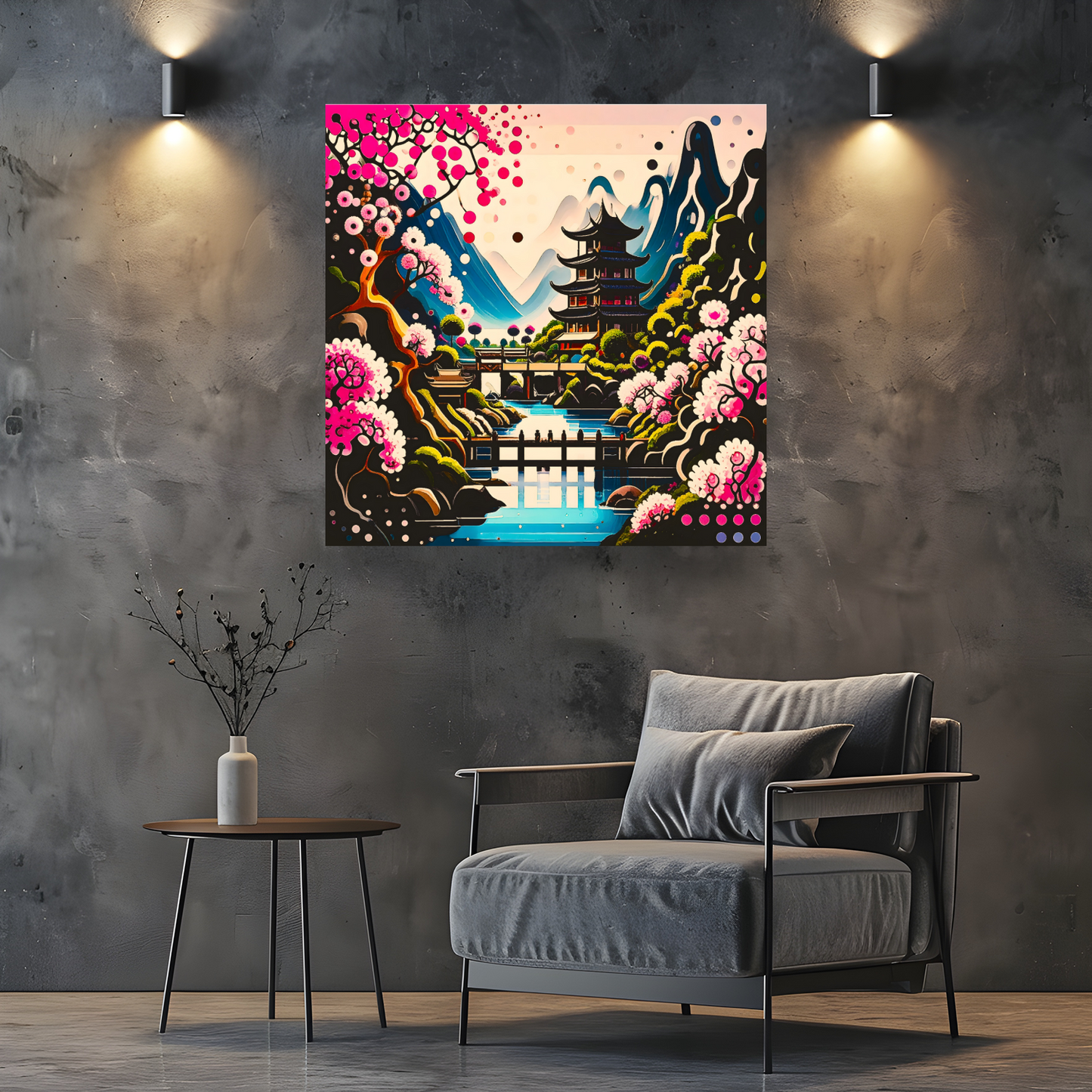 Oriental Abstract 4, Printed On Canvas, Vivid Colours, Box Canvas, Unique Image, A Gift To Last A Lifetime...