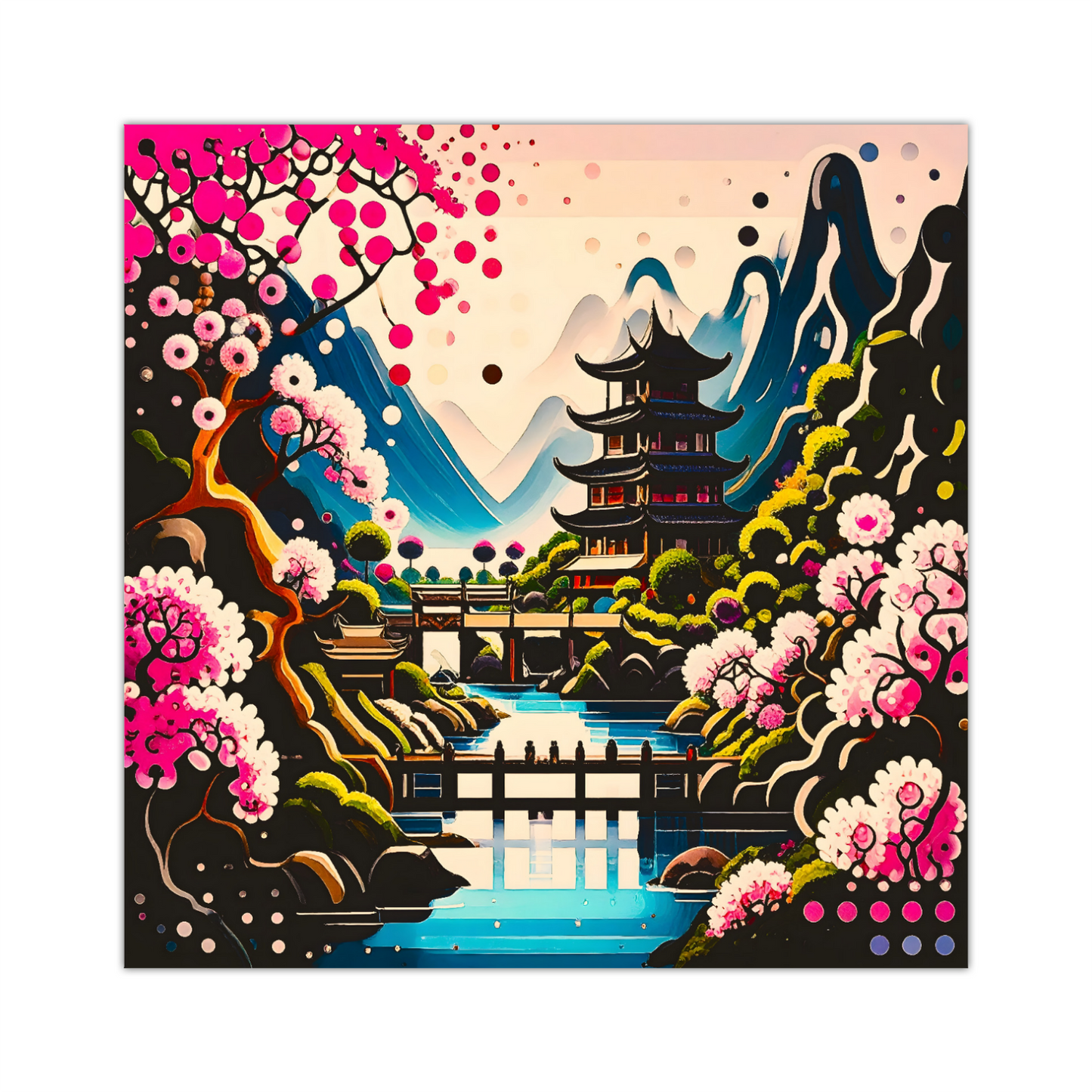 Oriental Abstract 4, Printed On Canvas, Vivid Colours, Box Canvas, Unique Image, A Gift To Last A Lifetime...