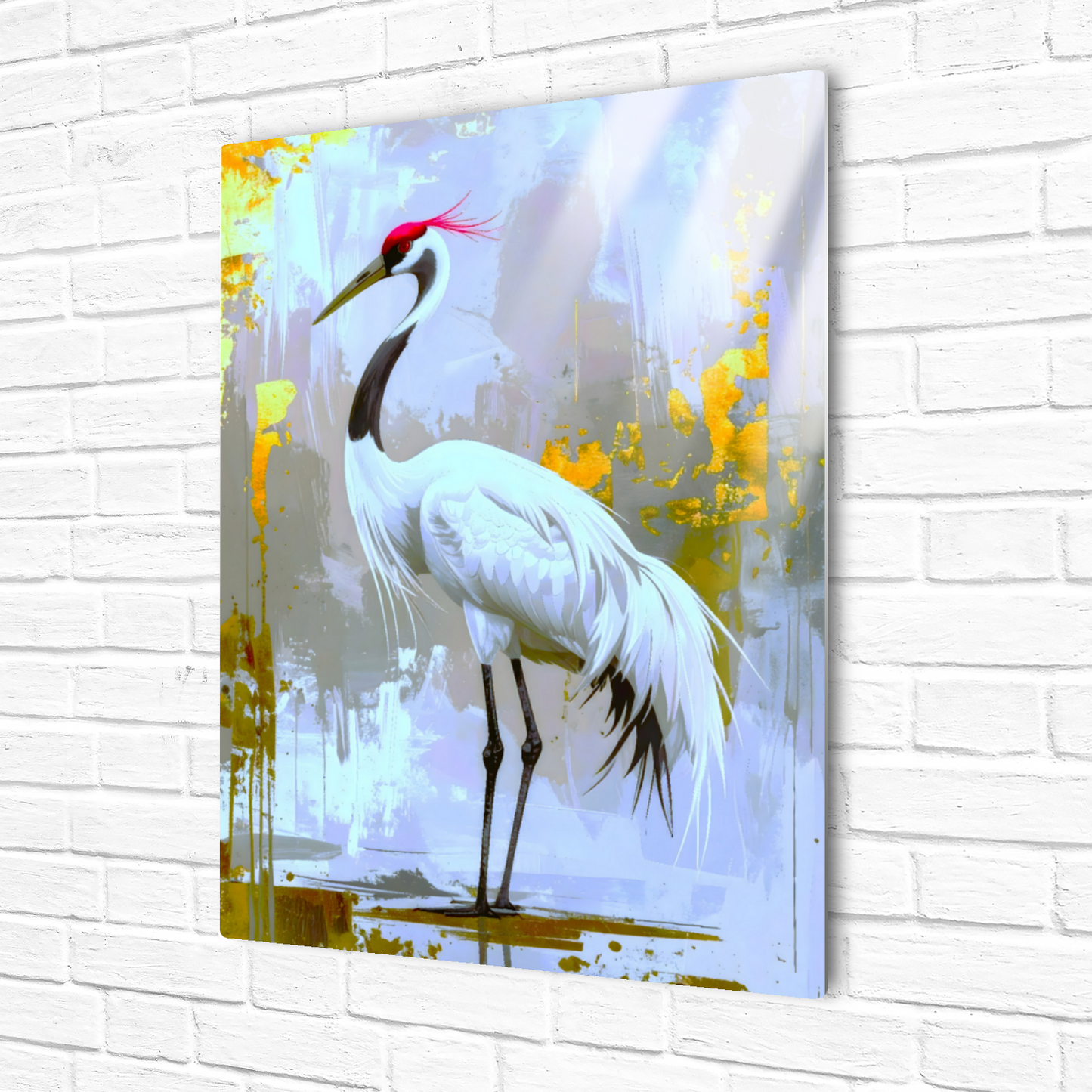 White Crane CM1,  Printed on gloss aluminium to enhance colour and detail. A gift that will endure a lifetime...