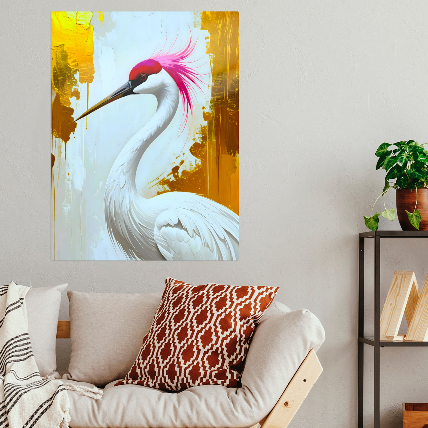 White Crane CM3, Printed on aluminium to enhance colour and detail. A gift that will endure a lifetime...