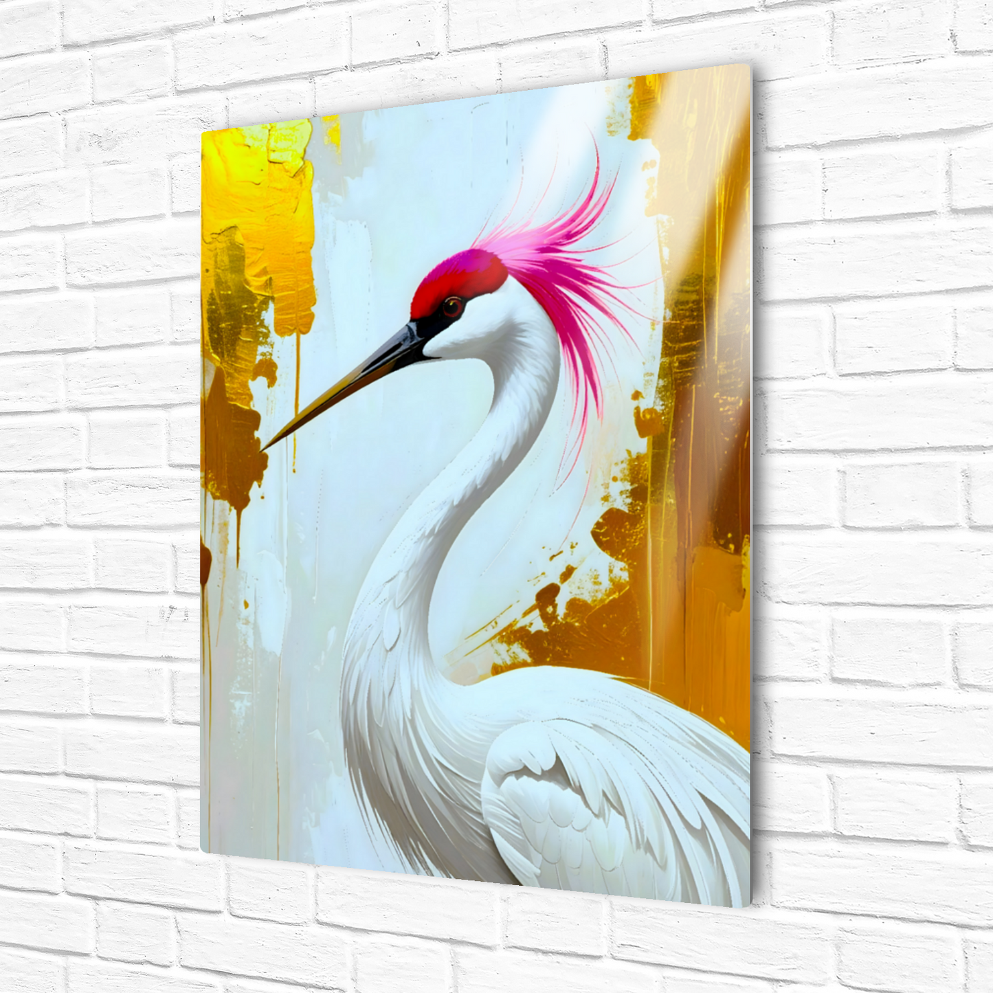 White Crane CM3, Printed on aluminium to enhance colour and detail. A gift that will endure a lifetime...